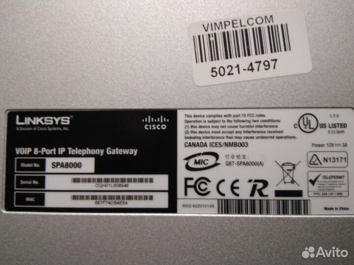 Телефонный VoIP/SIP шлюз Сisco (Linksys) SP8000