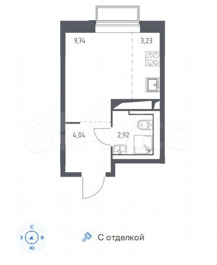 Квартира-студия, 19,9 м², 17/25 эт.