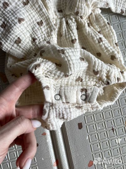 Боди из муслина нарядный 3-6 мес