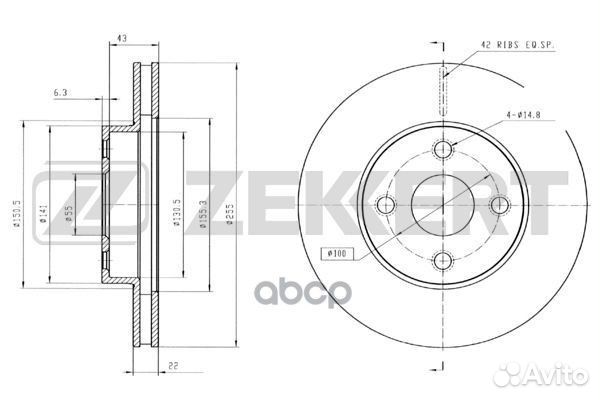 Диск торм. перед. Toyota Corolla (E120) 01- bs