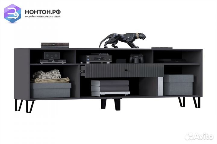 Тв-тумба Оливия графит / графит глянец