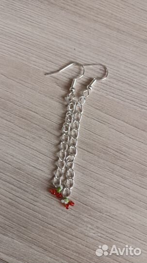 Серьги из бисера с вишенками