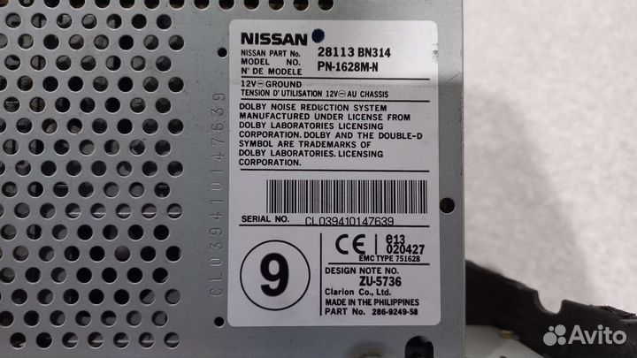 Штатная магнитола nissan almera