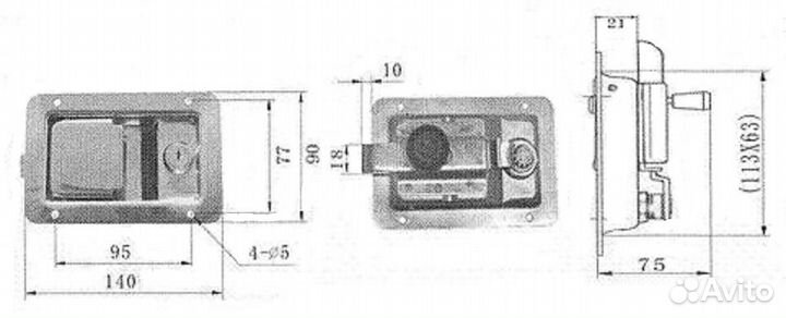 Замок для ворот прицепа врезной с ключом нержавей