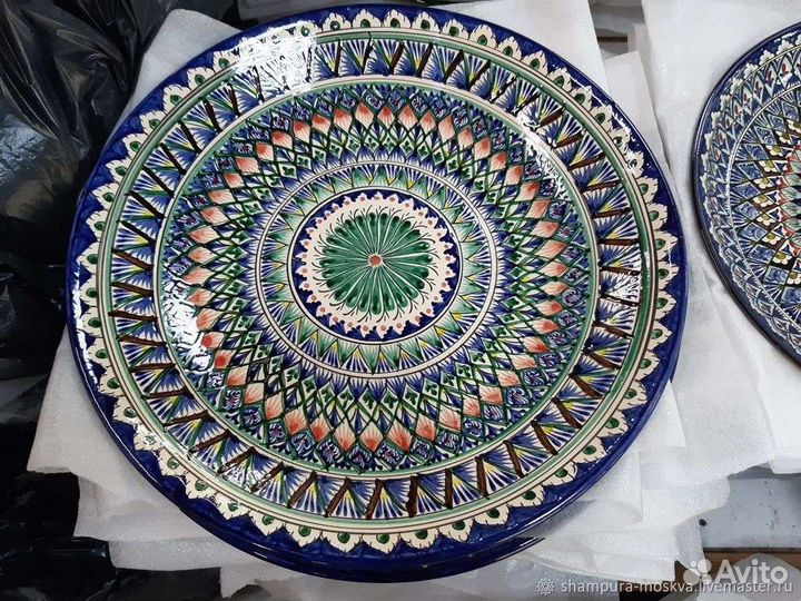 Узбекский ляган 42 см. Синий Мехроб