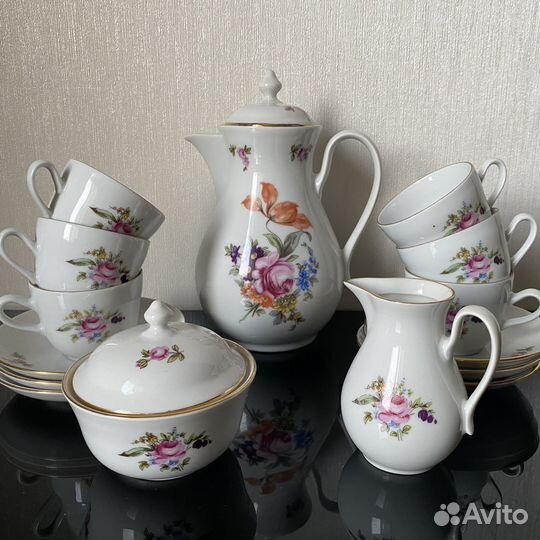 Сервиз кофейный Мейсенский букет, Богемия, чсср