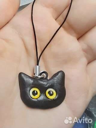 Брелок ручной работы. Чёрный кот