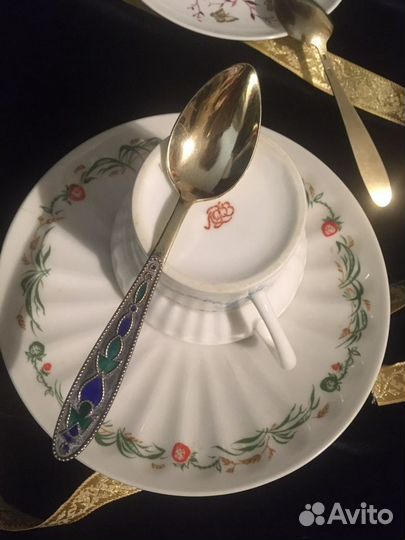 Ложки позолота -серебро, антикв. 875 пр