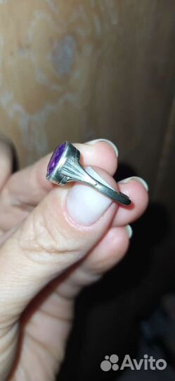 Кольцо хюз СССР с корундом 875 пробы