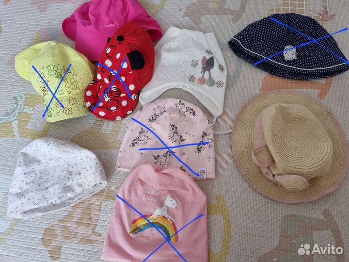 Шапочки на девочку 1.5 - 3 года
