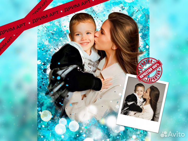Портрет по фото, печать фото на холсте