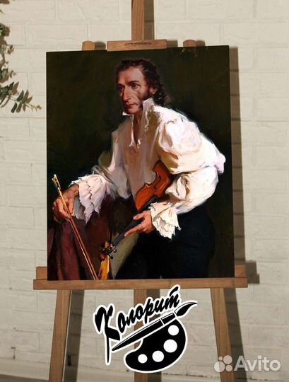 Портрет на холсте 40х50 скрипач Паганини