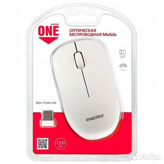 Мышь беспроводная Smartbuy ONE 370 бело-серая