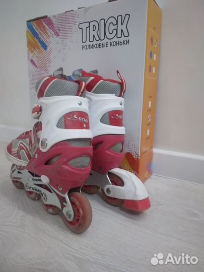 Роликовые коньки (35-38 размер) красного цвета