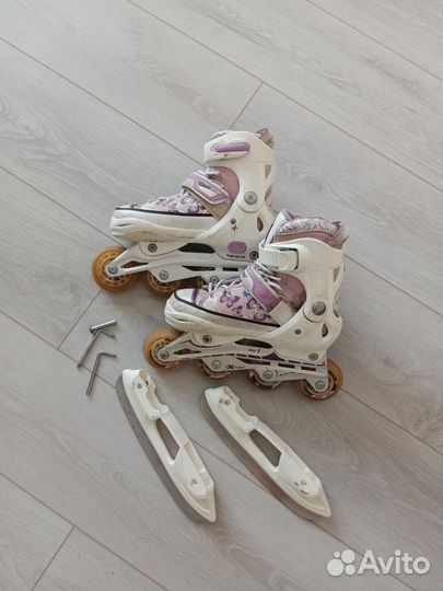 Раздвижные коньки ролики 2 в 1 роликовые explore