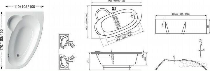 Ванна Ravak Asymmetric 170 x 110 R C491000000