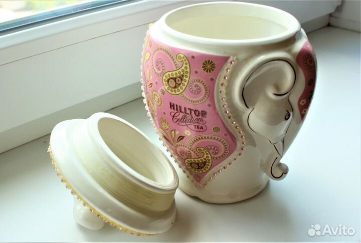 Банка для чая, конфет. Слон. Фарфор