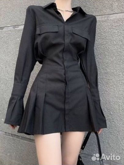 Платье рубашка женское 46 48 черное