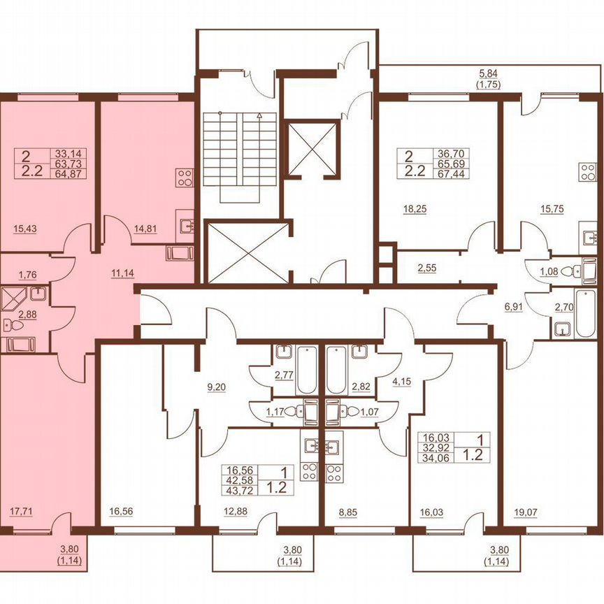 2-к. квартира, 64,9 м², 9/11 эт.