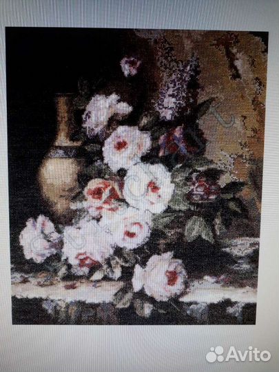 Набор для вышивки крестиком Мраморные розы