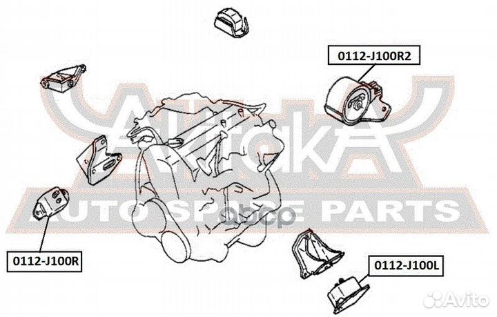 Подушка двигателя перед лев 0112J100L asva