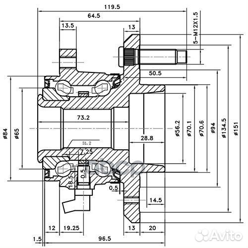 Ступица задняя зад лев opel antara Z89373R