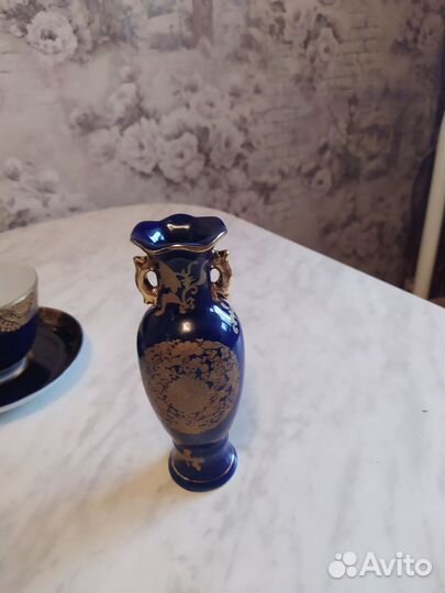 Остатки чайного сервиза золотой фриз кобальт