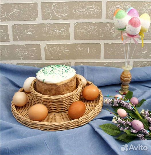 Тарелка для пасхальных яиц и кулича круглая поднос