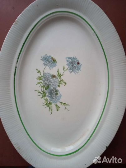 Овальное блюдо СССР фарфор Дулёво 1940-1946 год