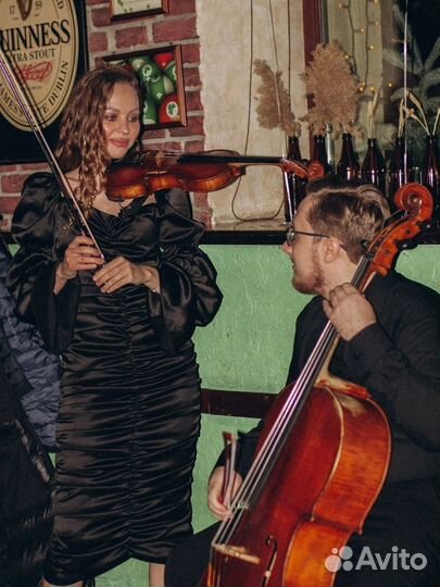 Музыканты, живая музыка, дуэт скрипка и виолончель