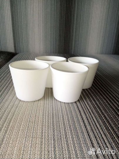 Кашпо белое, стекло с напылением, объем 0,144 л