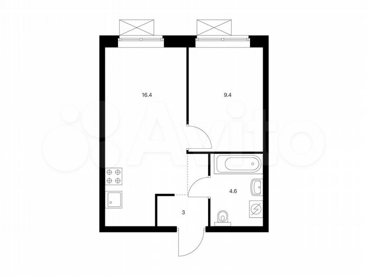 1-к. квартира, 33,4 м², 15/16 эт.
