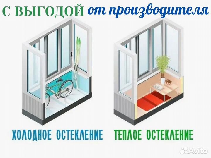 Остекление балконов с установкой