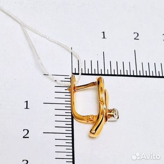 Серьги с природным камнем Золото