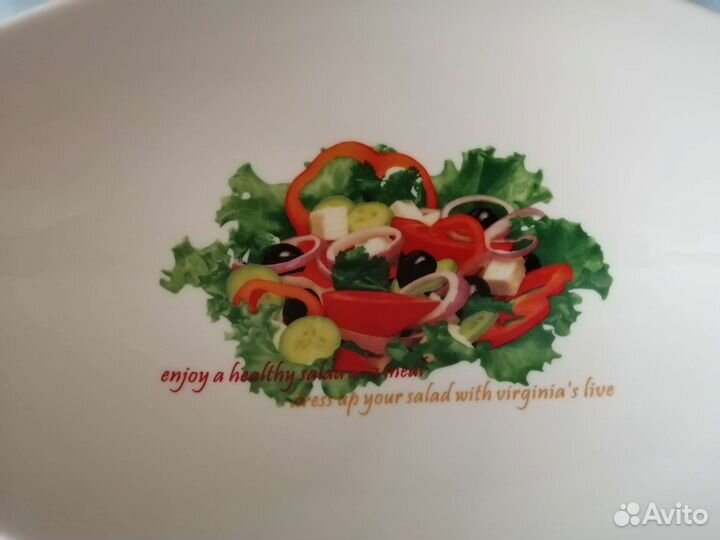 Салатник лодочка с рисунком фарфор