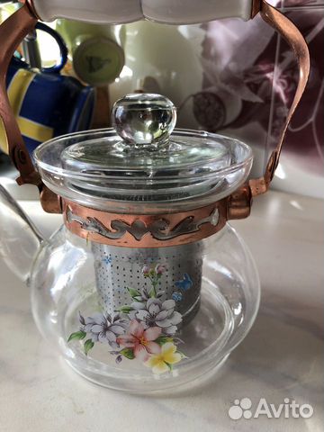 Огнеупорный заварочный чайник, медь, фарфор Турция