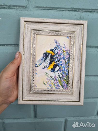 Картины маслом шмель насекомые миниатюра