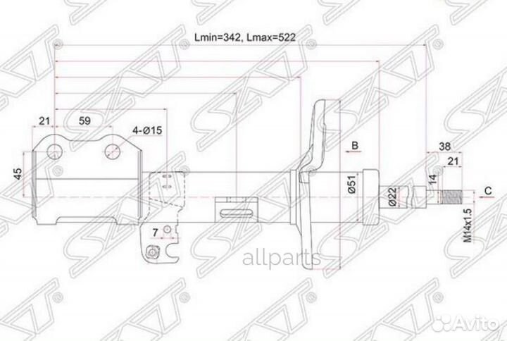 SAT ST-48520-80138 Стойка передняя toyota allion/premio 07- LH