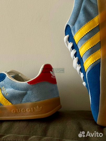 Женские кеды Adidas Gazelle Gucci синие