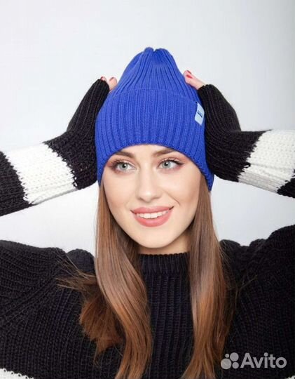 Шапка бини с косынкой комплект женский