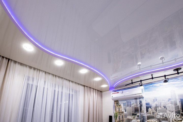 Многоуровневые натяжные потолки