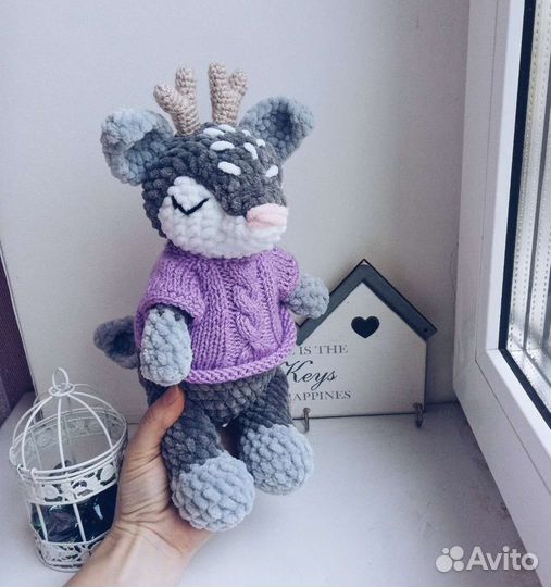 Олененок в свитере ручная работа