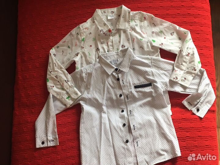 Продам две белые рубашечки, хлопок 110