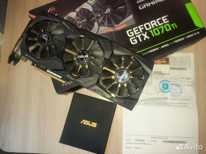 Видеокарта Asus ROG Strix GTX 1070 ti 8 gb