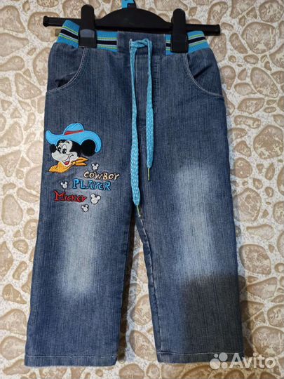 Джинсы на меху мальчику 2-3 года, 92-98