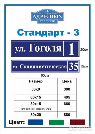 Адресные таблички на заказ