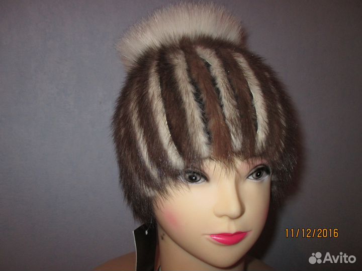 Шапка вязаная норковая новая