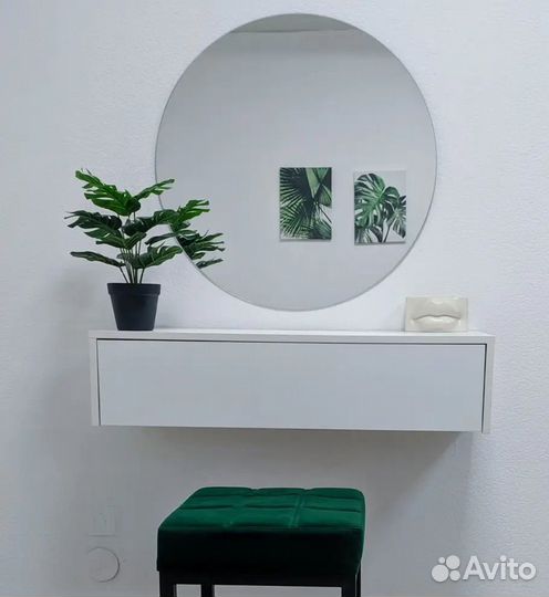 Подвесной туалетный столик-тумба с зеркалом