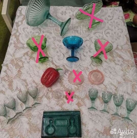 Ваза зелёное стекло рюмки