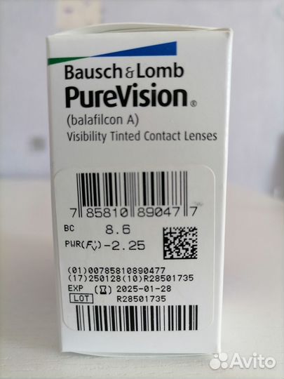 Линзы контактные Pure Vision D - 2.25, R 8.6